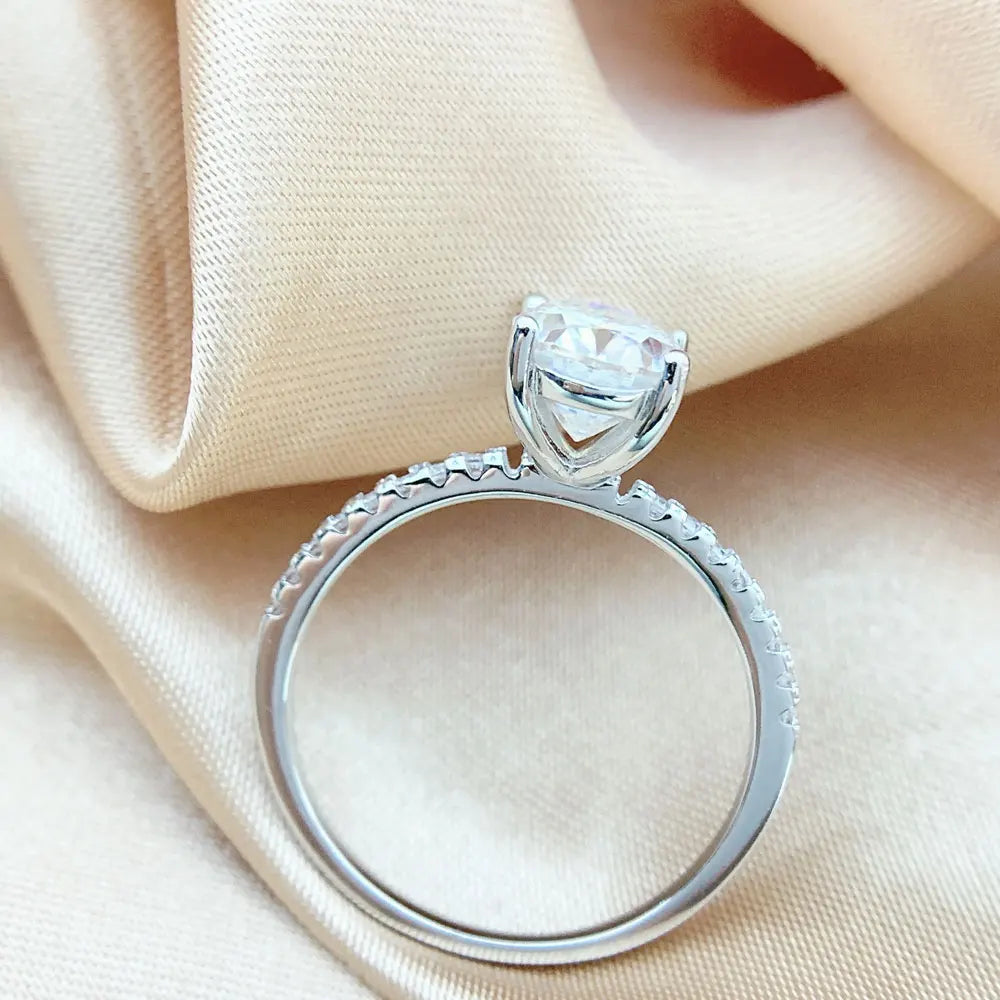Oval Cut Moissanite Diamond Engagement Ring — 925 Silver, 18K Gold