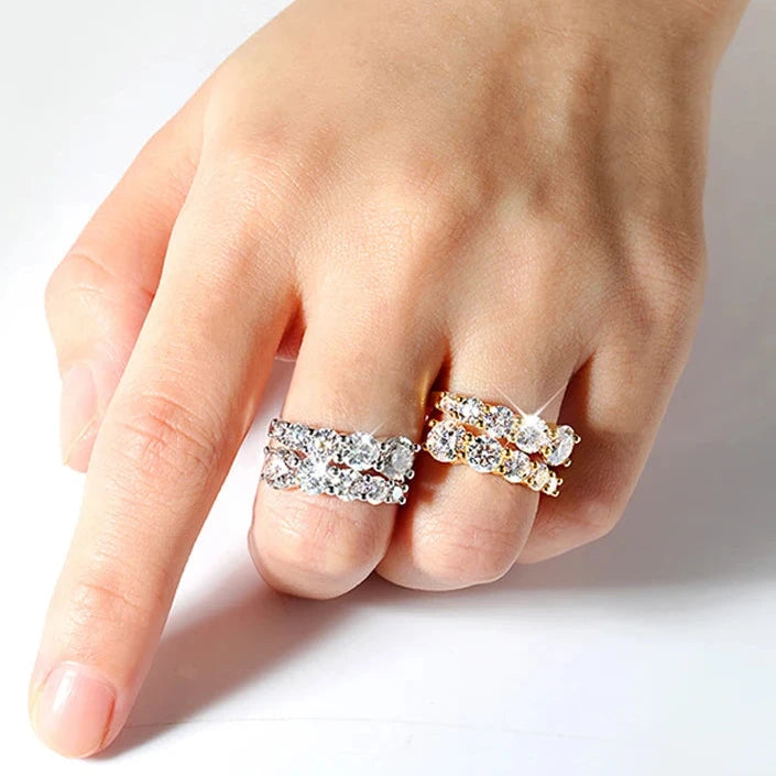 Full Moissanite Eternity Ring — 925 Silver, 10-Stone Band
