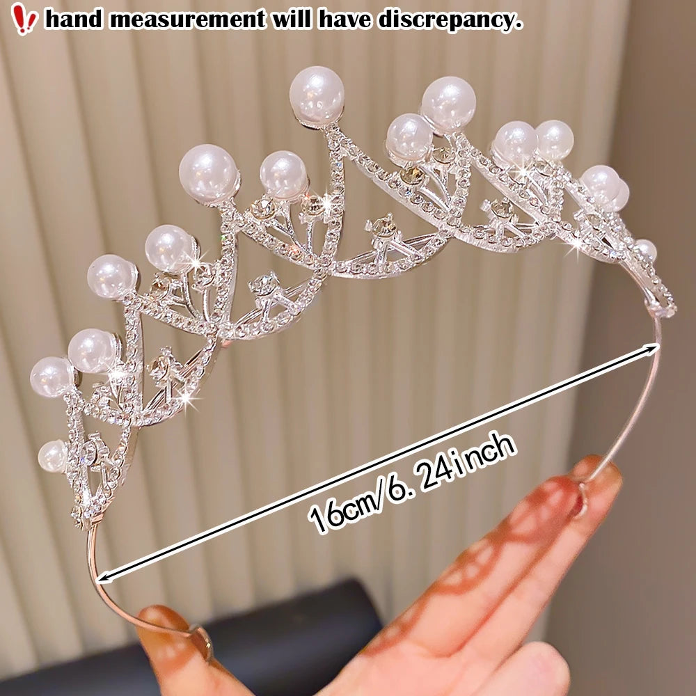 Pearl Crown Headband — Princess Style Birthday Accessory