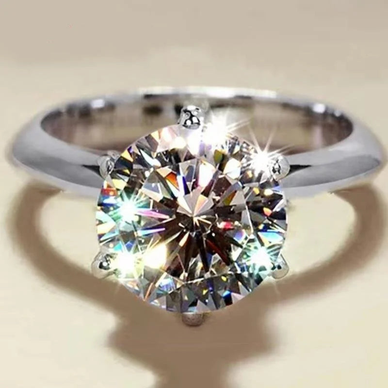 GRA Moissanite Promise Ring — 925 Silver, Platinum Plated