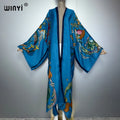 WINYI Luxury Africa boho kimono maxi dress beach cover up Cardigan maxi coat print