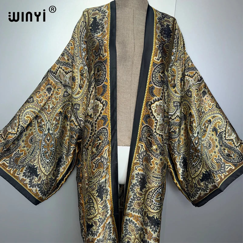 WINYI kimono summer Cardigan africa beach cover-ups retro beach outfits for women holiday kaftans boho woman clothing dresses