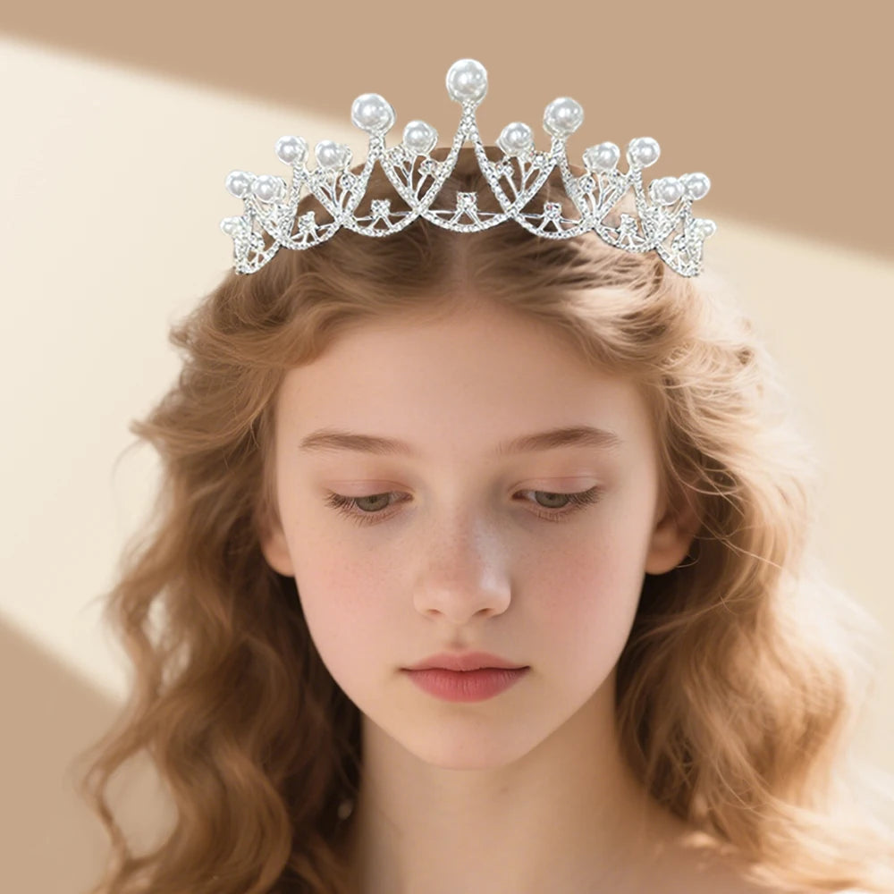 Pearl Crown Headband — Princess Style Birthday Accessory