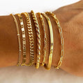 7PCS 14K Gold Plated Bracelets Sets for Women，Dainty Fashion Layered Cuban Link Chain Herringbone
