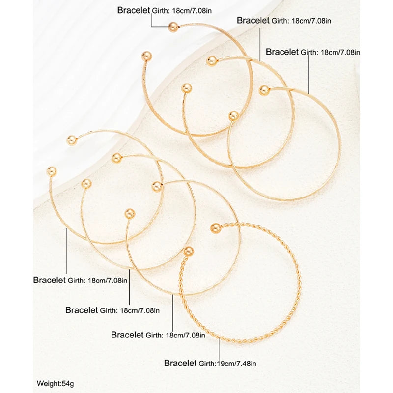 Gold Punk Bangle Set for Women — 7 Pieces