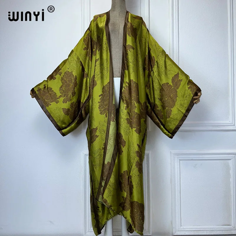 WINYI Africa Boho Kimono Cardigan kaftan beach cover up evening dress maxi coat