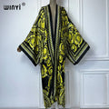 WINYI Africa boho print Kimono Cardigans kaftan beach cover up evening dress maxi coat