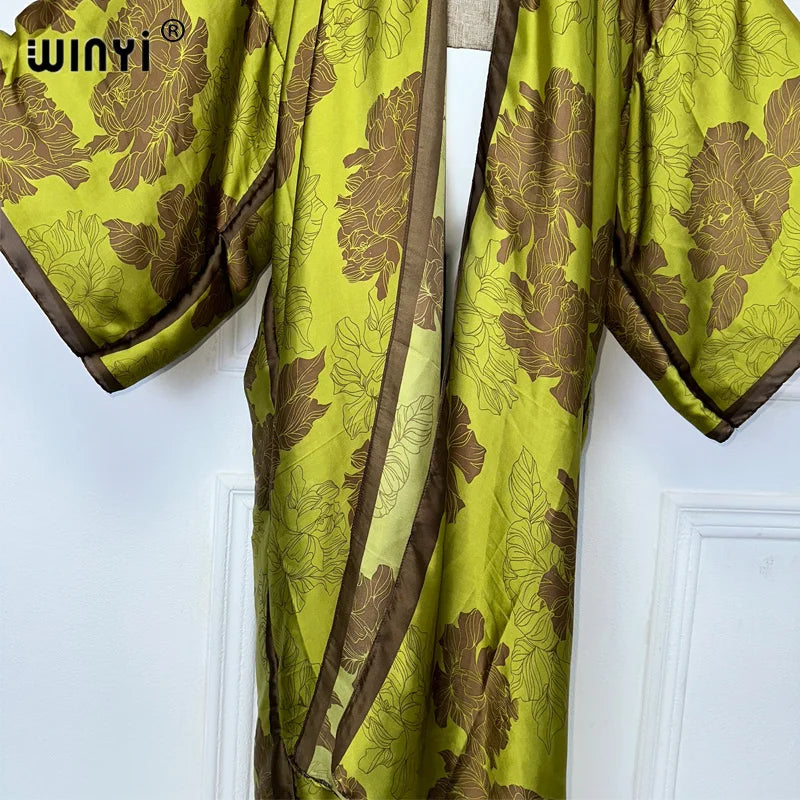 WINYI Africa Boho Kimono Cardigan kaftan beach cover up evening dress maxi coat