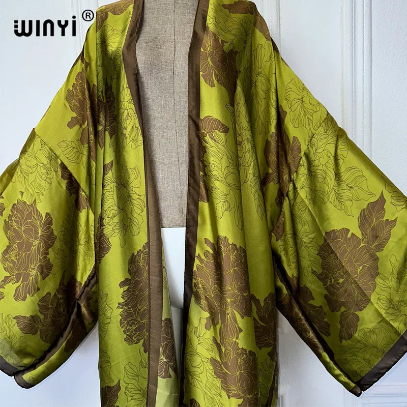 WINYI Africa Boho Kimono Cardigan kaftan beach cover up evening dress maxi coat