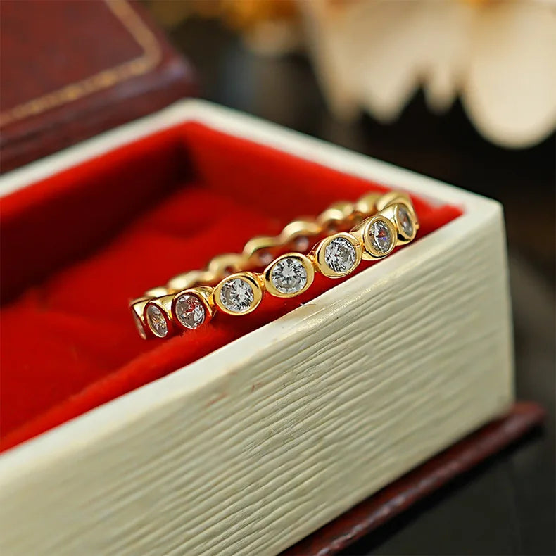 14K Gold Eternity Lovers Lab Diamond Ring Wedding Band