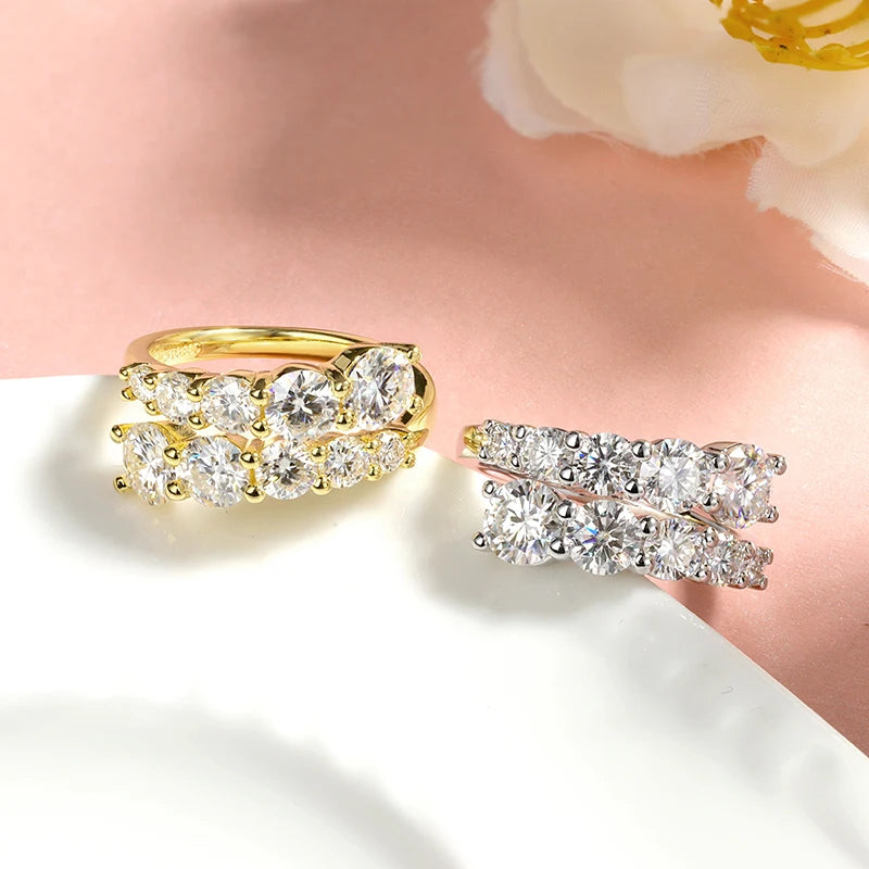 Full Moissanite Eternity Ring — 925 Silver, 10-Stone Band