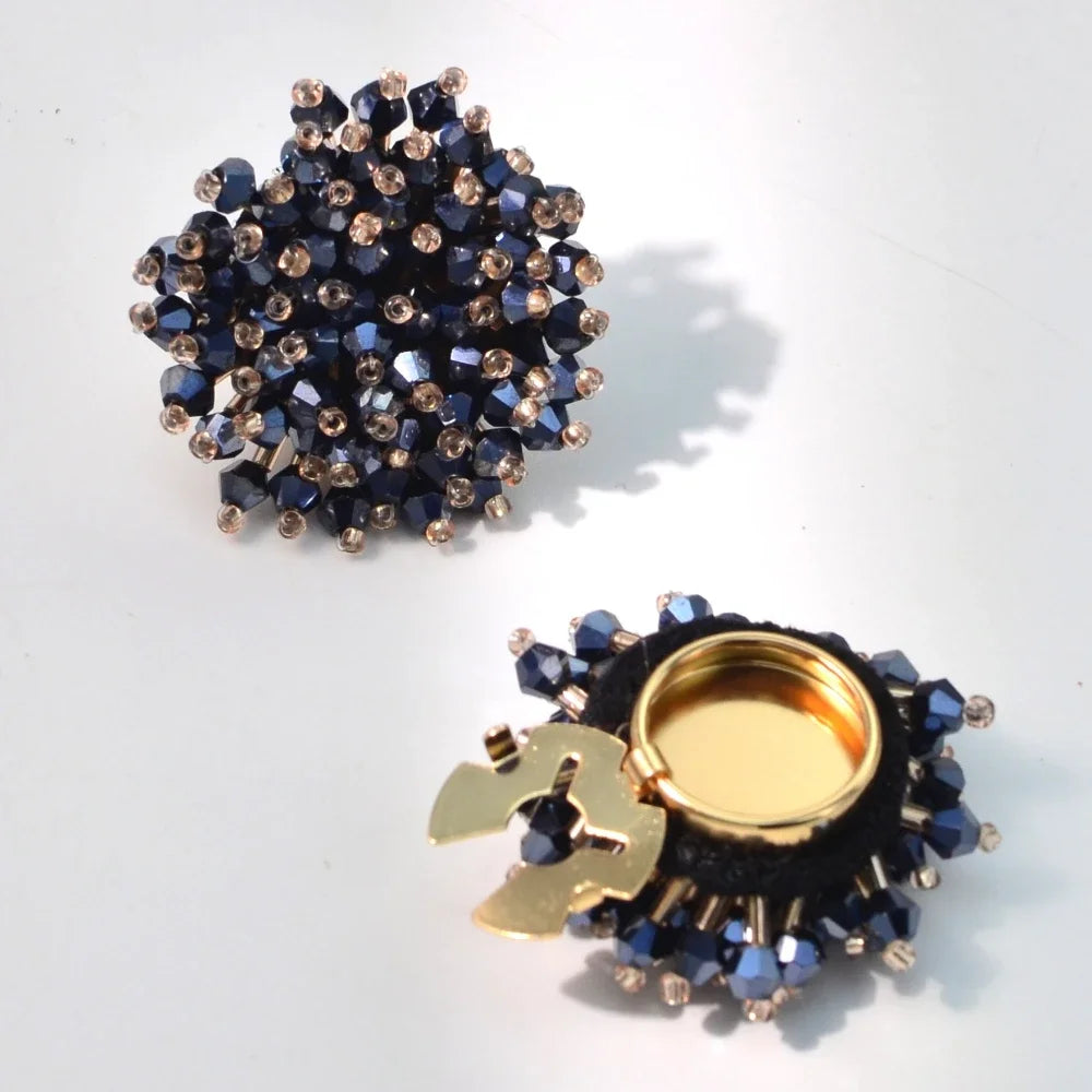 Crystal Button Covers — Beaded Cufflinks for Women, 2PCS