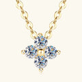 10K Solid Gold 0.06ct*4 Moissanite Diamond Pendant Necklace Four-Leaf Clover Style *Certified*