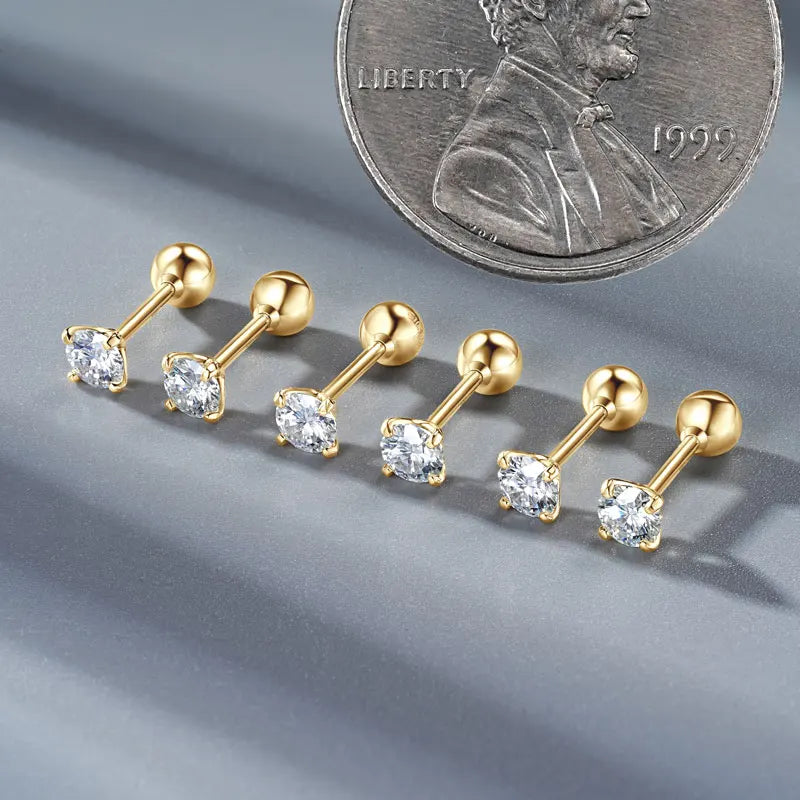 Round Brilliant Cut Diamond Stud Earrings (0.30ct X 2pcs) | 10K Solid Gold | Moissanite *Certified