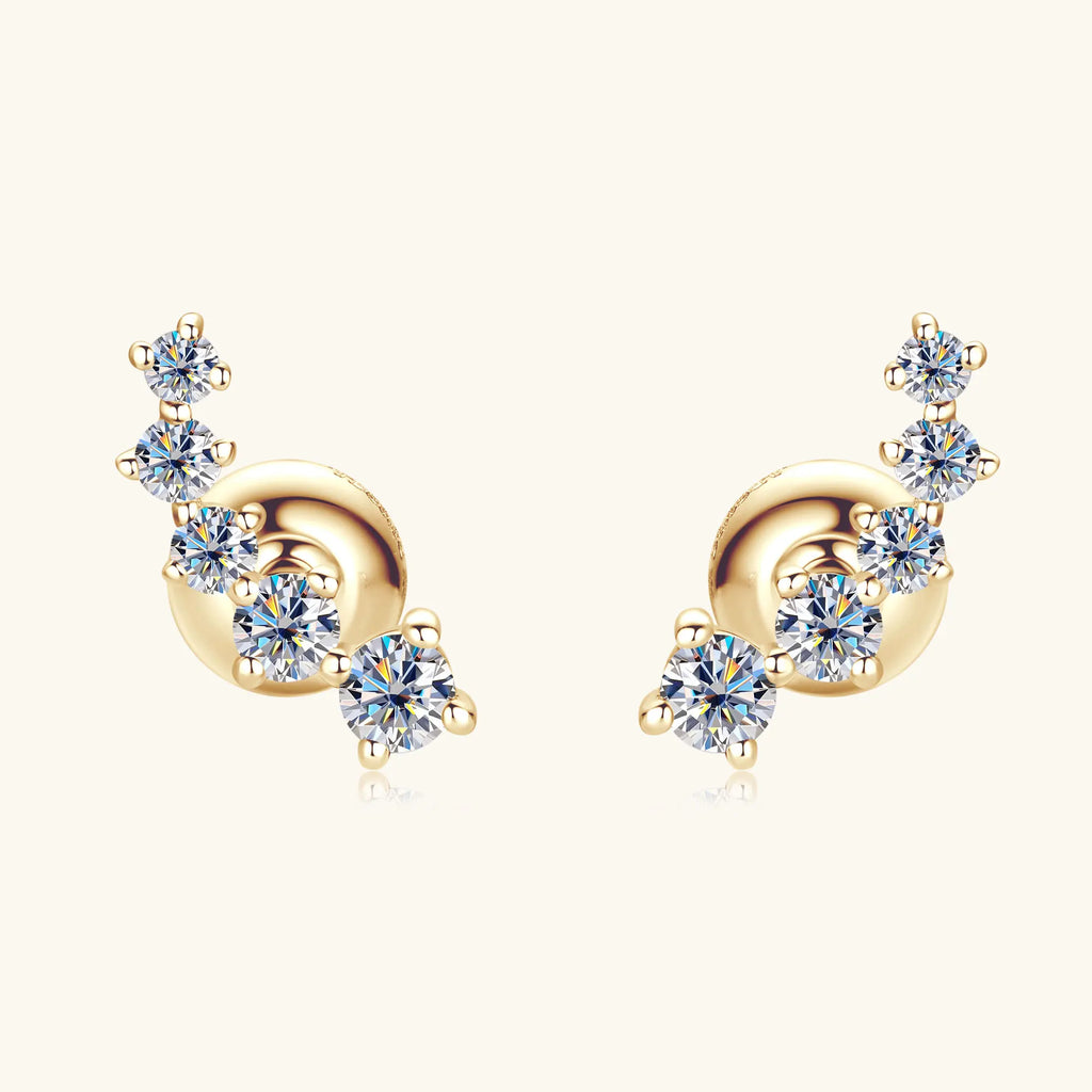 10K Solid Gold Moissanite Diamond Curved Earrings *Certified* (Free-Shipping)