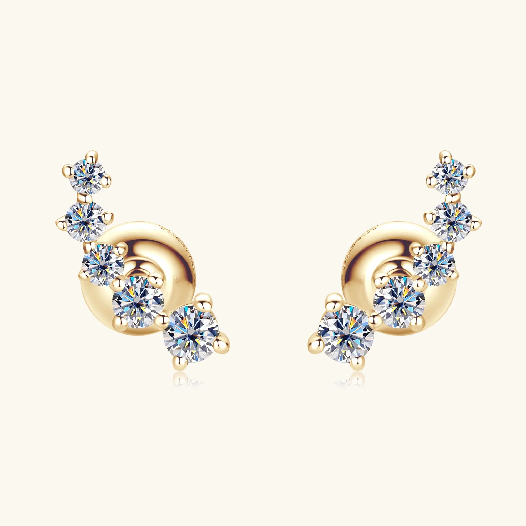 10K Solid Gold Moissanite Diamond Curved Earrings *Certified* (Free-Shipping)