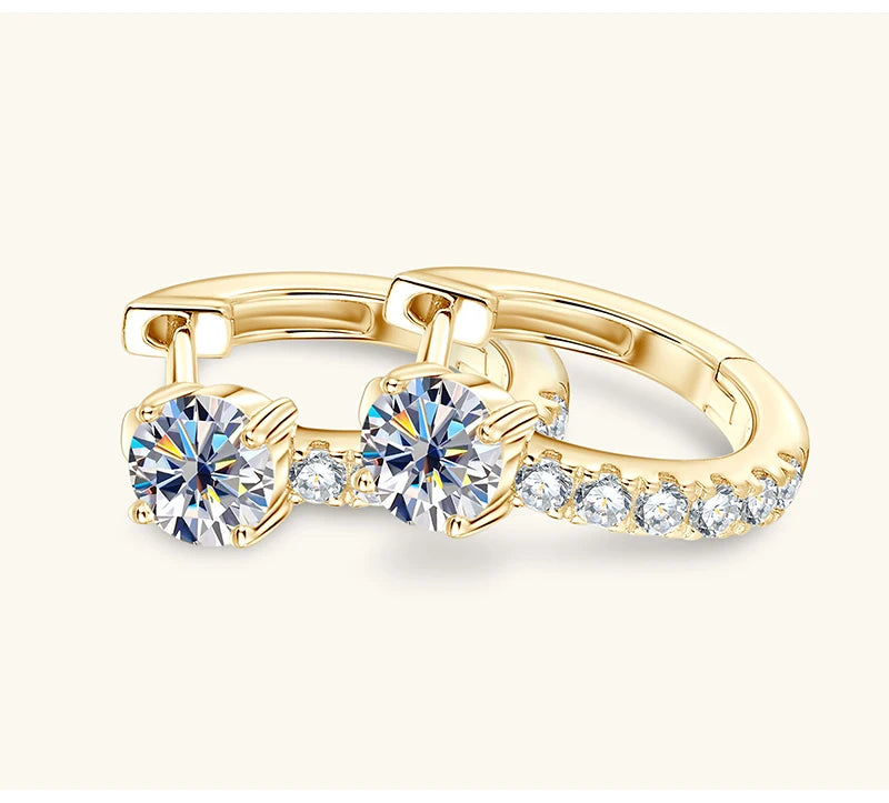 10K Solid Gold 4mm (0.30ct*2pcs) Round Moissanite Diamond Hoop Earrings *Certified*