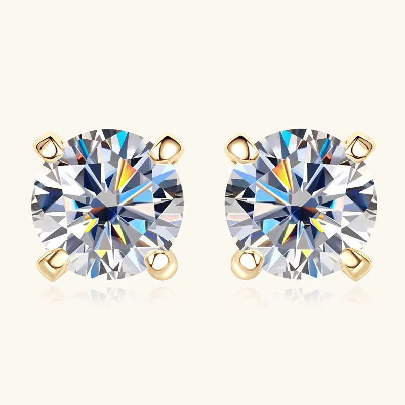 Round Brilliant Cut Diamond Stud Earrings (0.30ct X 2pcs) | 10K Solid Gold | Moissanite *Certified