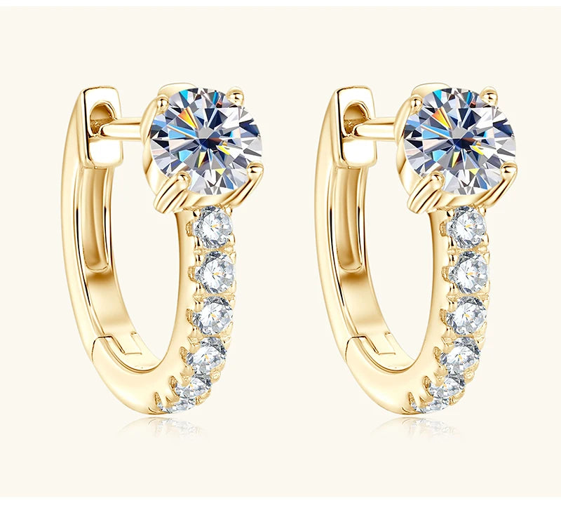 10K Solid Gold 4mm (0.30ct*2pcs) Round Moissanite Diamond Hoop Earrings *Certified*