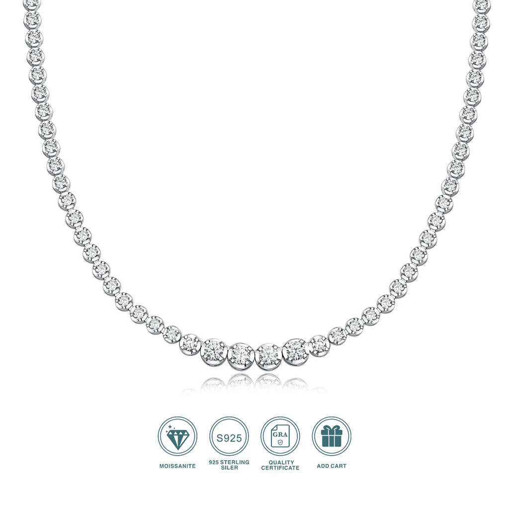 925 Silver Moissanite Diamond Necklace 4mm casual luxury *with certificate authentication*