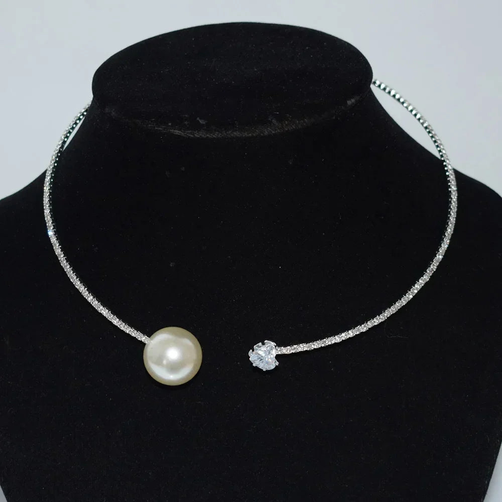 Rhinestone Heart Collar Choker Necklace - Simple Open Collar Necklace Torques Jewelry Accessories