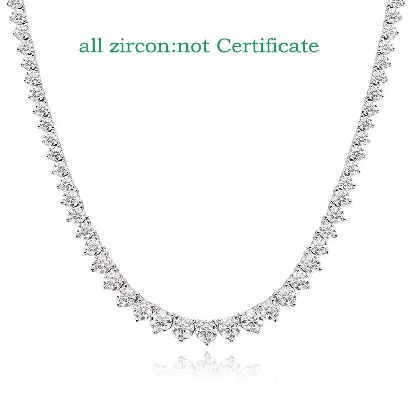 3 Claws Gradient Diamond Tennis Necklace Sterling Silver 925 Chain|Moissanite