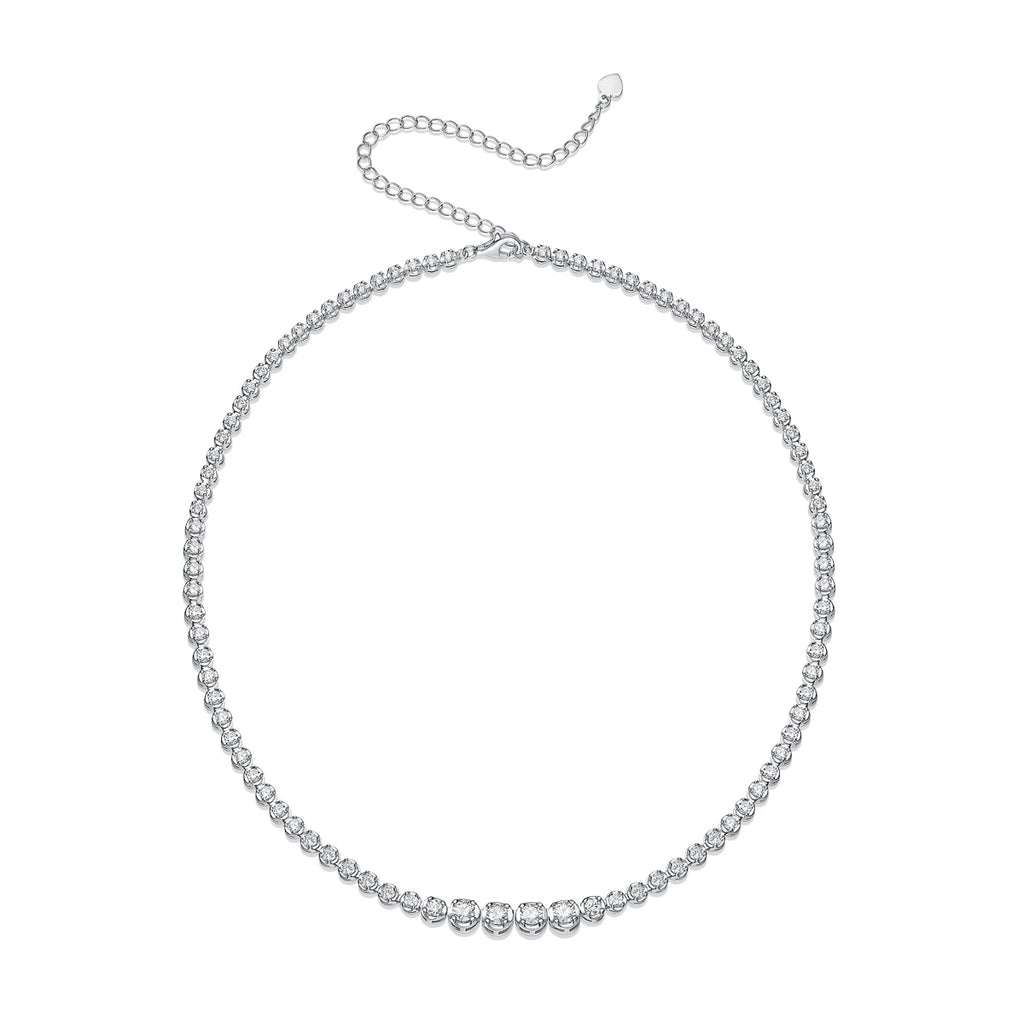 925 Silver Moissanite Diamond Necklace 4mm casual luxury *with certificate authentication*