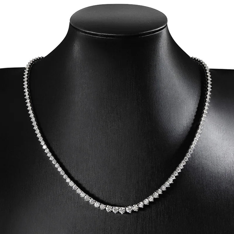 3 Claws Gradient Diamond Tennis Necklace Sterling Silver 925 Chain|Moissanite