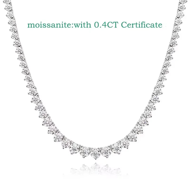 3 Claws Gradient Diamond Tennis Necklace Sterling Silver 925 Chain|Moissanite