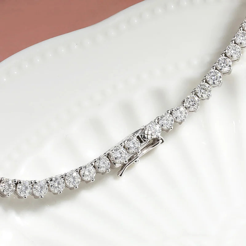 3 Claws Gradient Diamond Tennis Necklace Sterling Silver 925 Chain|Moissanite
