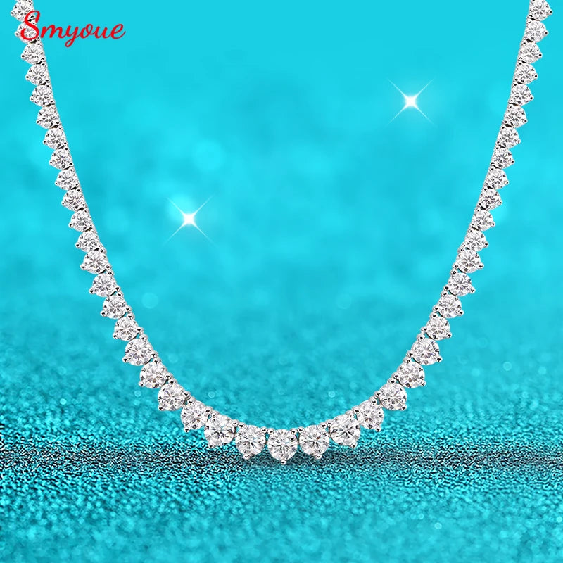 3 Claws Gradient Diamond Tennis Necklace Sterling Silver 925 Chain|Moissanite