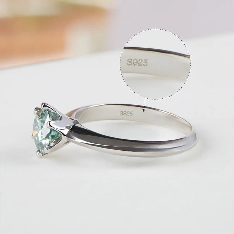 GRA Moissanite Promise Ring — 925 Silver, Platinum Plated