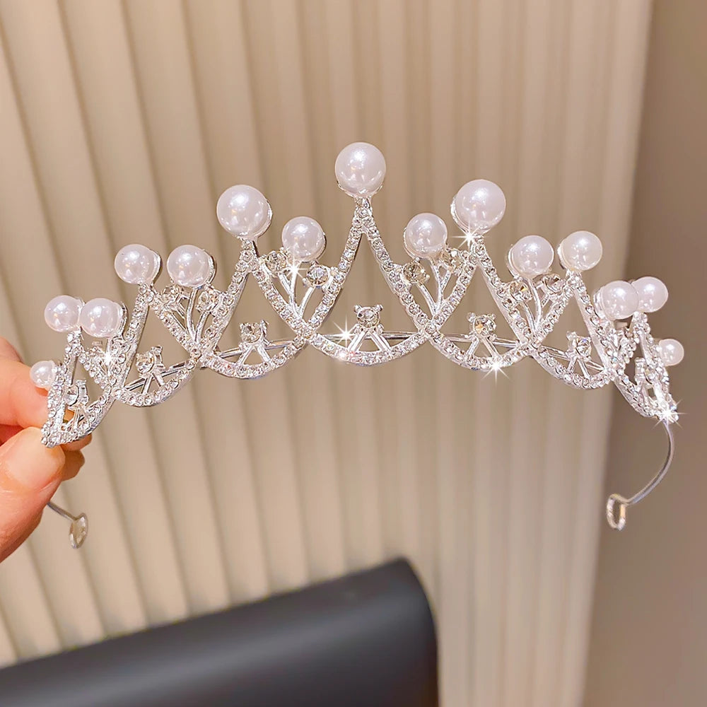 Pearl Crown Headband — Princess Style Birthday Accessory