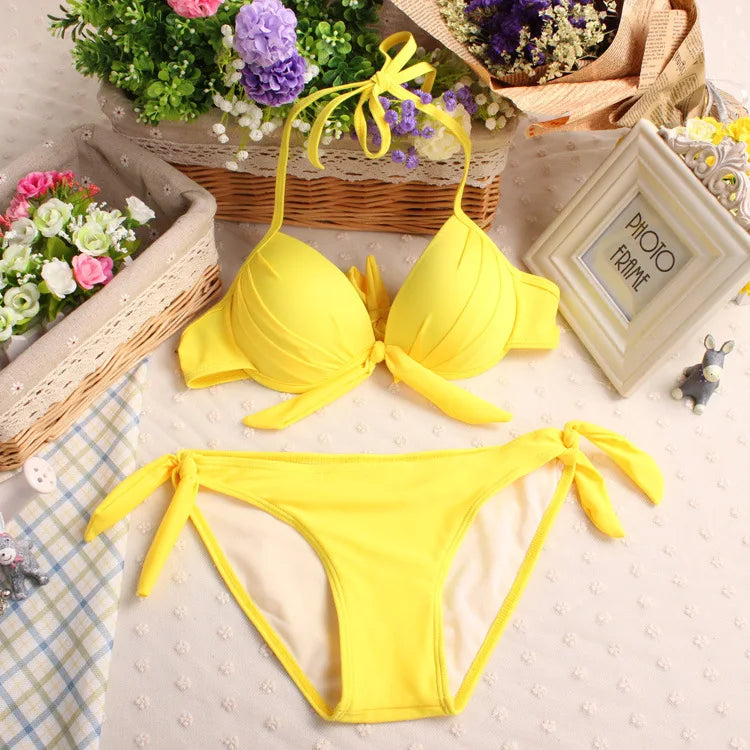 Push Up Bikinis Two Piece Swimsuit Women Swimwear | Beach Wear Monokini Bathing Suit Korean Bikini Set