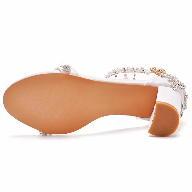 Rhinestone Wedge Sandals — Women's High Heel, 7CM