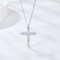 Moissanite Cross Pendant Necklace — 925 Silver, 18K Gold Plated