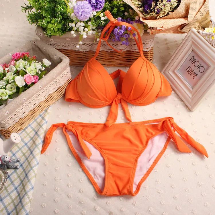 Push Up Bikinis Two Piece Swimsuit Women Swimwear | Beach Wear Monokini Bathing Suit Korean Bikini Set