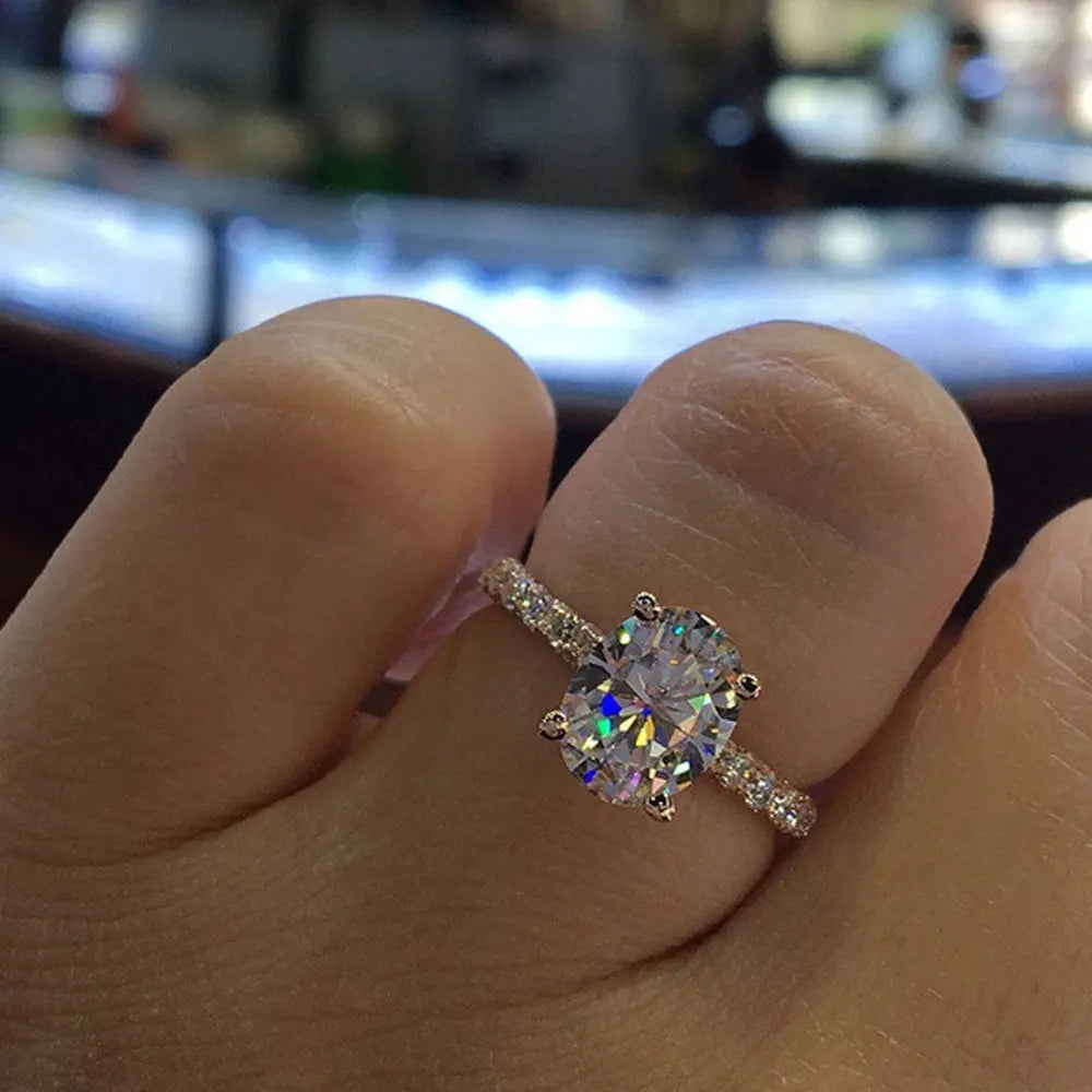 Oval Cut Moissanite Diamond Engagement Ring — 925 Silver, 18K Gold