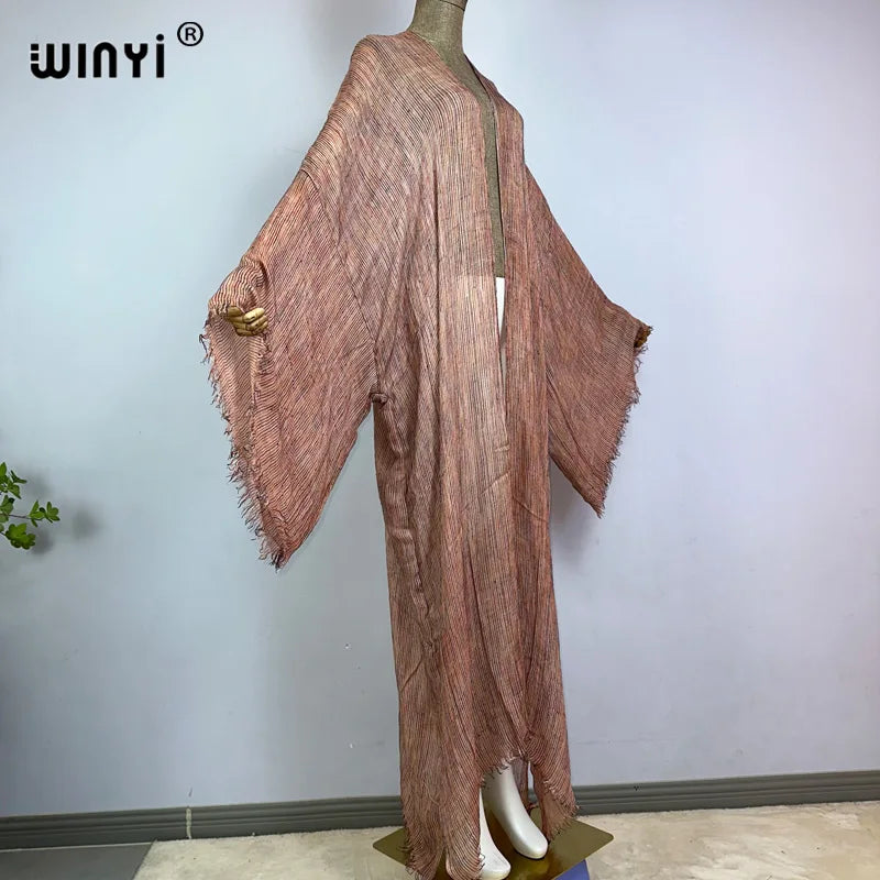 WINYI High Quality Boho Maxi beach Swimming Cover up Africa Kimono